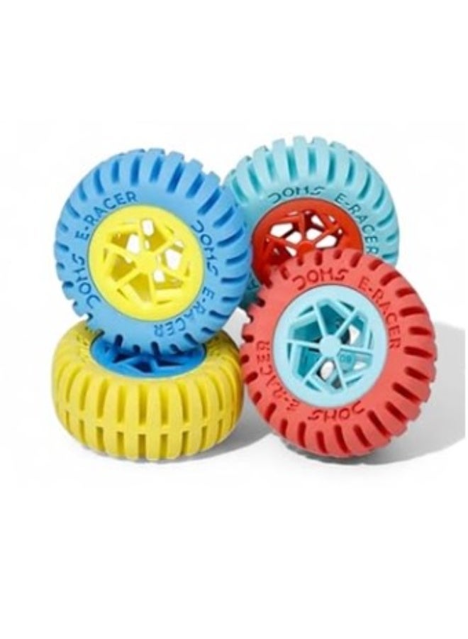 DOMS E-Racer Stylish Fun Tyre Shaped Erasers for kids and students, 1.5 inch Rubber, Pack of 3 pcs - Multicolor - Image 4